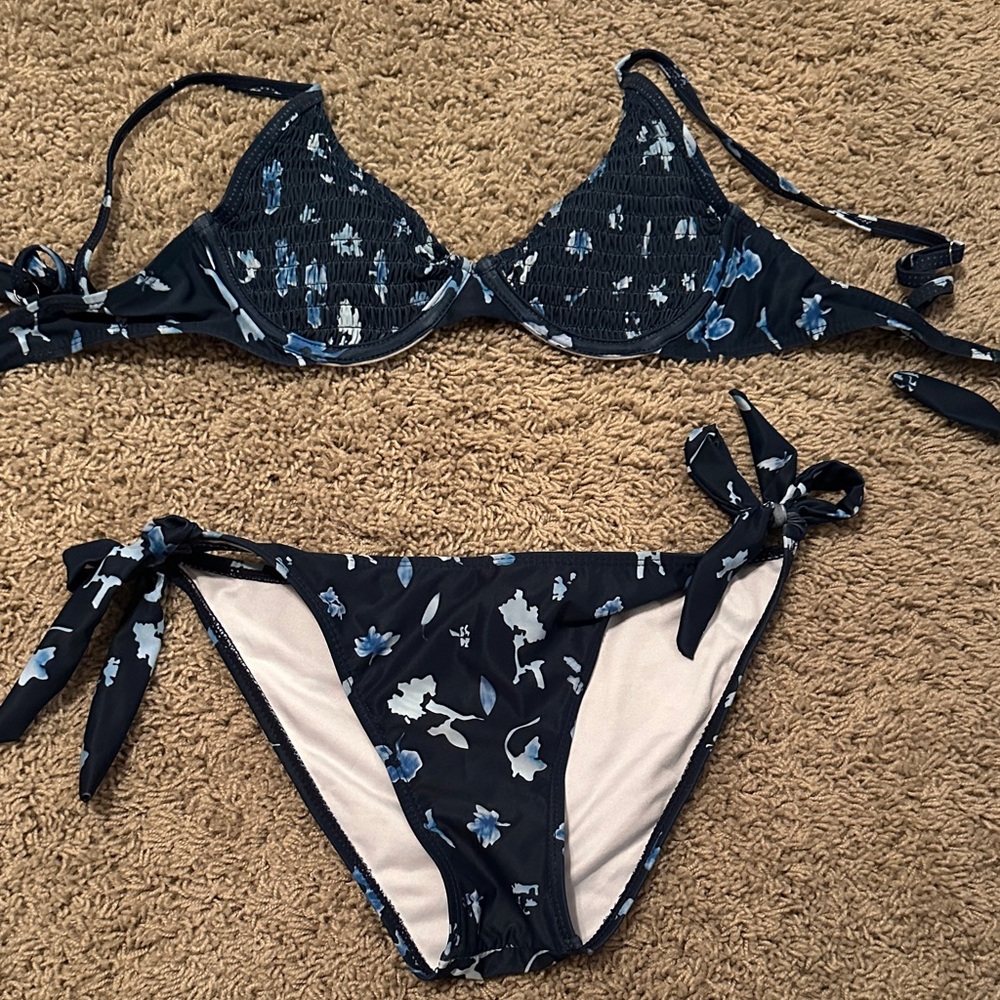 SHEIN Navy Blue Floral Bikini